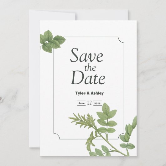 Boho Green Mint Elegant Wedding  Invitation 招待状 (正面)