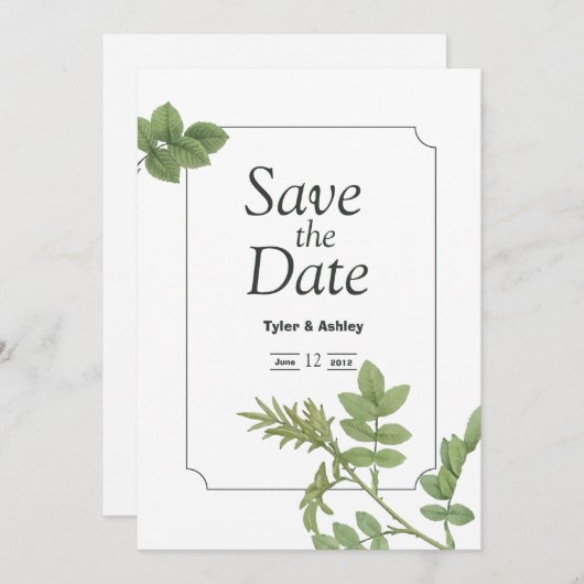 Boho Green Mint Elegant Wedding  Invitation 招待状 (正面/裏面)