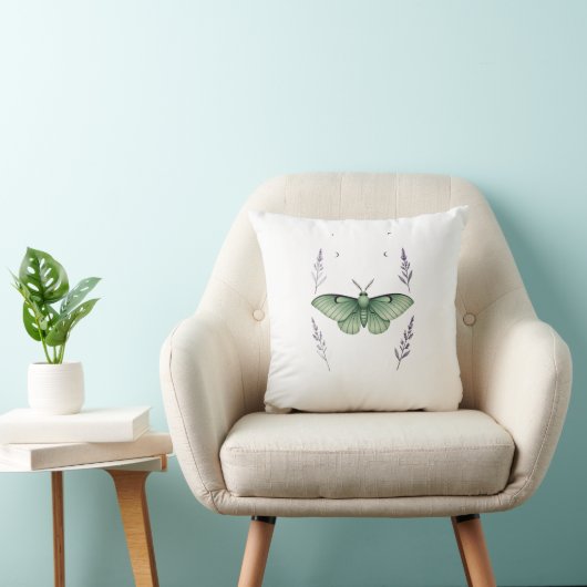 Boho Green Moth Pillow クッション (椅子)