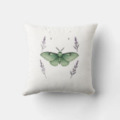 Boho Green Moth Pillow クッション (裏面)