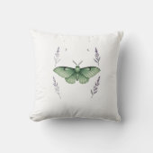 Boho Green Moth Pillow クッション (正面)