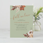 Boho green rust fall in love bridal shower 招待状 (スタンド正面)