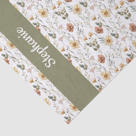 Boho Green Wildflower Watercolor 薄葉紙 (詳細)