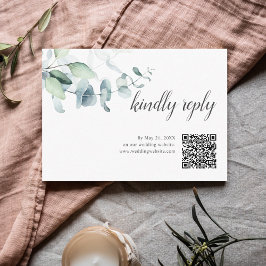 Boho Greeneryの葉オンRSVP エンクロージャーカード