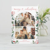 Boho Greeneryエレガント写真数々のクリスマスカード シーズンカード (スタンド正面)