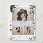 Boho Greeneryオリーブウォーター色3写真結婚の写真 招待状 (裏面)