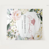 Boho Greeneryフローラフレームの卒業背景 タペストリー (正面(横))