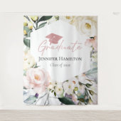 Boho Greeneryフローラフレームの卒業背景 タペストリー (正面)