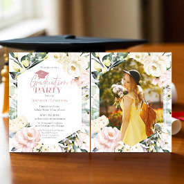 Boho Greeneryフローラフレーム写真卒業パーティー