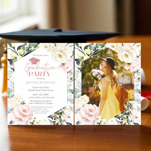 Boho Greeneryフローラフレーム写真卒業パーティー (クリエイターアップロード済み)