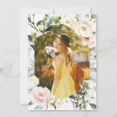 Boho Greeneryフローラフレーム写真卒業パーティー 招待状 (裏面)