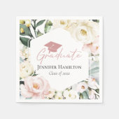 Boho Greeneryフローラフレーム卒業 スタンダードカクテルナプキン (正面)