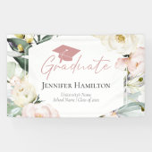 Boho Greeneryフローラフレーム卒業 横断幕 (横)