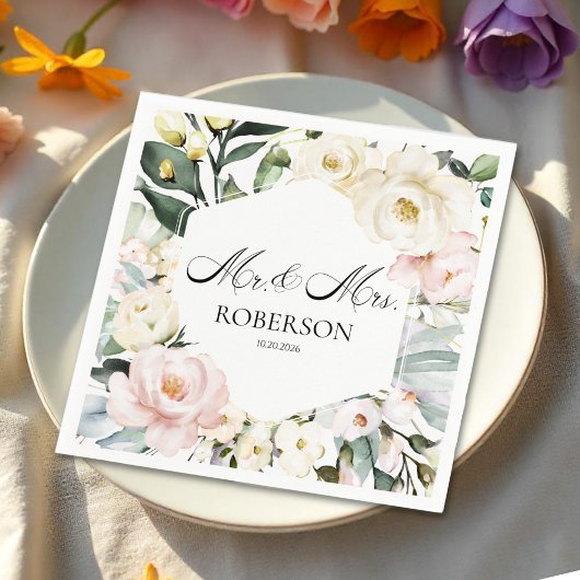 Boho Greeneryフローラフレ結婚ーム スタンダードカクテルナプキン