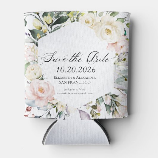 Boho Greeneryフローラフレ結婚ーム 缶クーラー (正面)