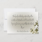 Boho Greeneryモダン結婚の感謝 サンキューカード (裏面)