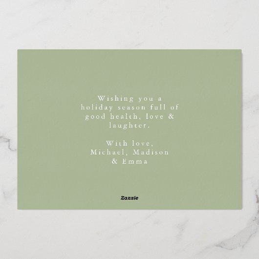 Boho Greeneryリース写真 箔シーズンカード (裏面)