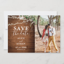Boho Greenery書道Photo Save The Date セーブザデート