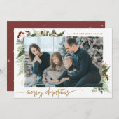 Boho Greenery素朴金ゴールドドライブラシ効果写真 シーズンカード (正面/裏面)