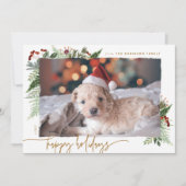 Boho Greenery素朴金ゴールドドライブラシ効果写真H シーズンカード (正面)