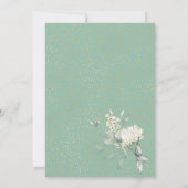 Boho Greenery金ゴールドフレーム水色ベビーシャワー 招待状 (裏面)