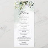 Boho greenery and gold eucalyptus wedding menu メニュー (正面)