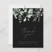 Boho Greenery Black Eucalyptus 結婚'Thank You サンキューカード (正面)