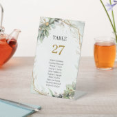 Boho greenery eucalyptus葉の金ゴールドゲストリスト 台座サイン (インサイチュ)