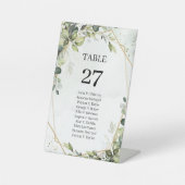 Boho greenery eucalyptus葉テーブル番号 台座サイン (正面)