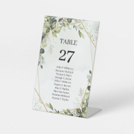 Boho greenery eucalyptus葉テーブル番号 台座サイン