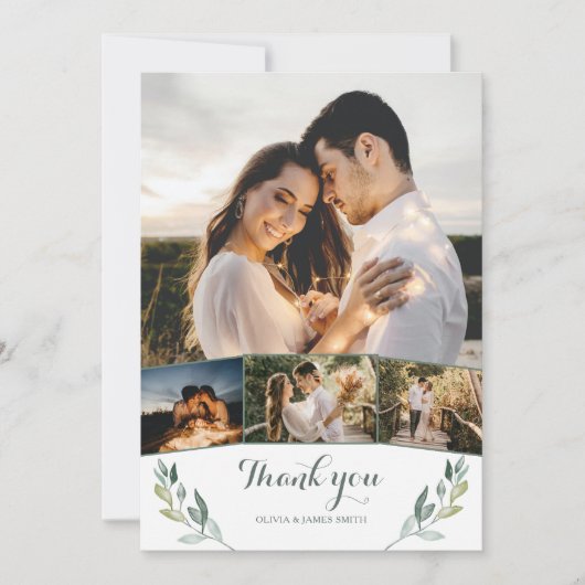 Boho Greenery Eucalyptus 4結婚枚 サンキューカード (正面)