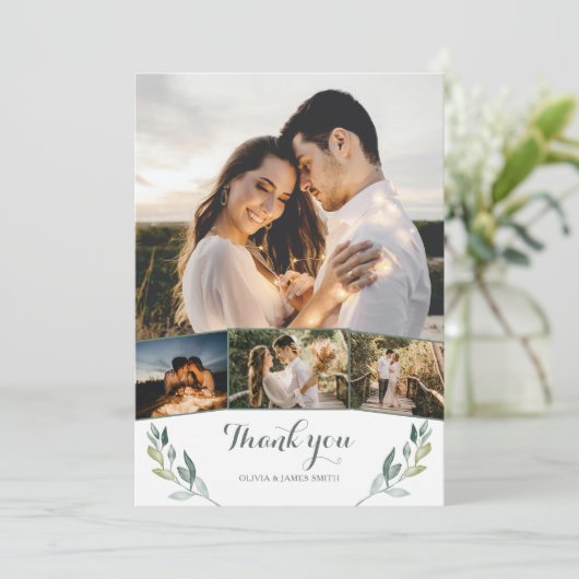 Boho Greenery Eucalyptus 4結婚枚 サンキューカード (スタンド正面)