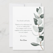 Boho Greenery Eucalyptus 4結婚枚 サンキューカード (裏面)