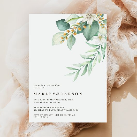 Boho Greenery Eucalyptus Wedding Rehearsal Dinner 招待状