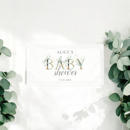 Boho Greenery Eucalyptus Welcome Baby Shower 横断幕