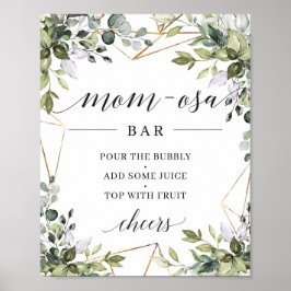 Boho greenery foliage eucalyptus mom-osa bar sign ポスター