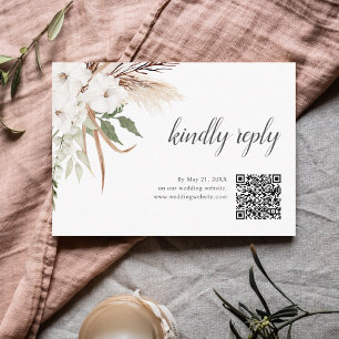 Boho Greenery Pampa Grassのオ結婚ンラインRSVP エンクロージャーカード