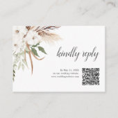 Boho Greenery Pampa Grassのオ結婚ンラインRSVP エンクロージャーカード (正面)