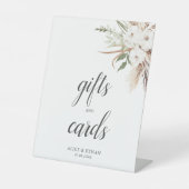 Boho Greenery Pampa Grassウェディングギフトカード 台座サイン (正面)
