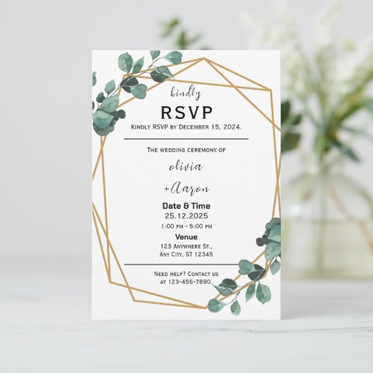 Boho Greenery RSVP Card Invitation (スタンド正面)