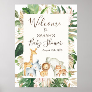 Boho Greenery Safariベビーシャワー歓迎サイン ポスター
