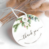 Boho Greenery Script Evergreen Wedding フェイバータグ