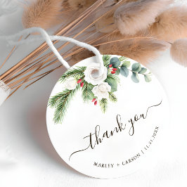 Boho Greenery Script Evergreen Wedding フェイバータグ