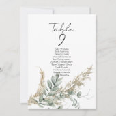 Boho greenery table number seating chart cards (正面)