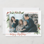 Boho Greenery Terracotta Rustクリスマスフォト シーズンカード (正面)