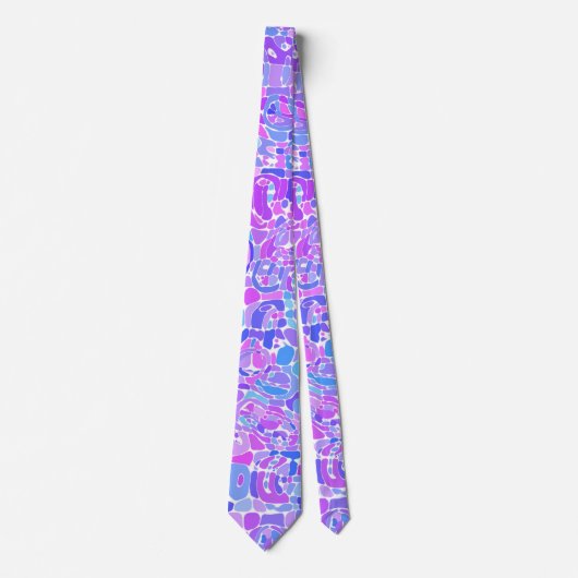 Boho Groovyトリップ(幻覚体験)のような抽象芸術カラフルブロモザイク ネクタイ (正面)