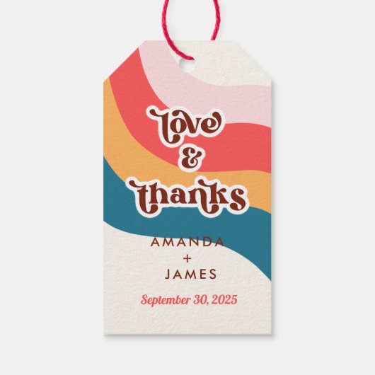 Boho Groovyレトロ70s結婚ズラブ&感謝してい ギフトタグ (裏面)