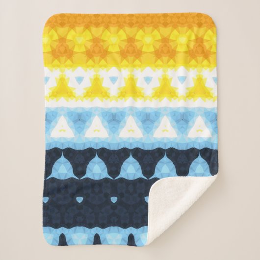 Boho Groovy幾何学的抽象芸術AroAceプライドフラグ シェルパブランケット (正面)