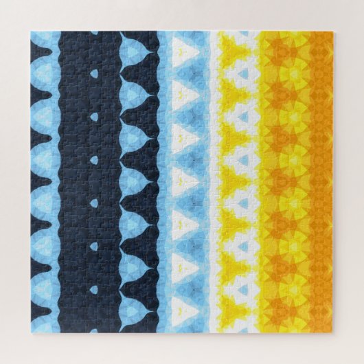 Boho Groovy幾何学的抽象芸術AroAceプライドフラグ ジグソーパズル (横)