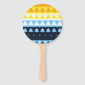 Boho Groovy幾何学的抽象芸術AroAceプライドフラグ ハンドファン (正面)